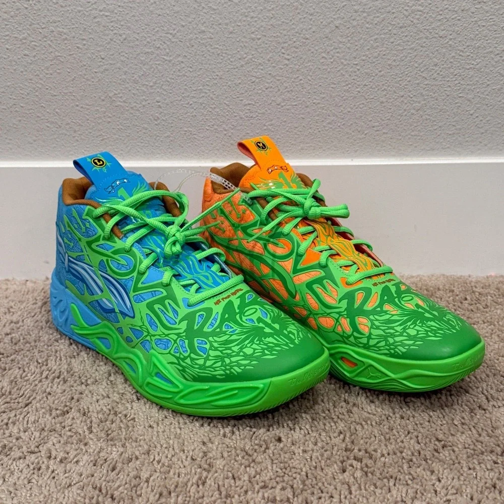 PUMA‎ Mens MB.03 TMNT Sneakers Basketball Slime Mismatched Rare Size 11.5